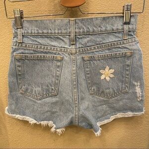 BRANDY MELVILLE Embroidered Floral Jean Shorts-26